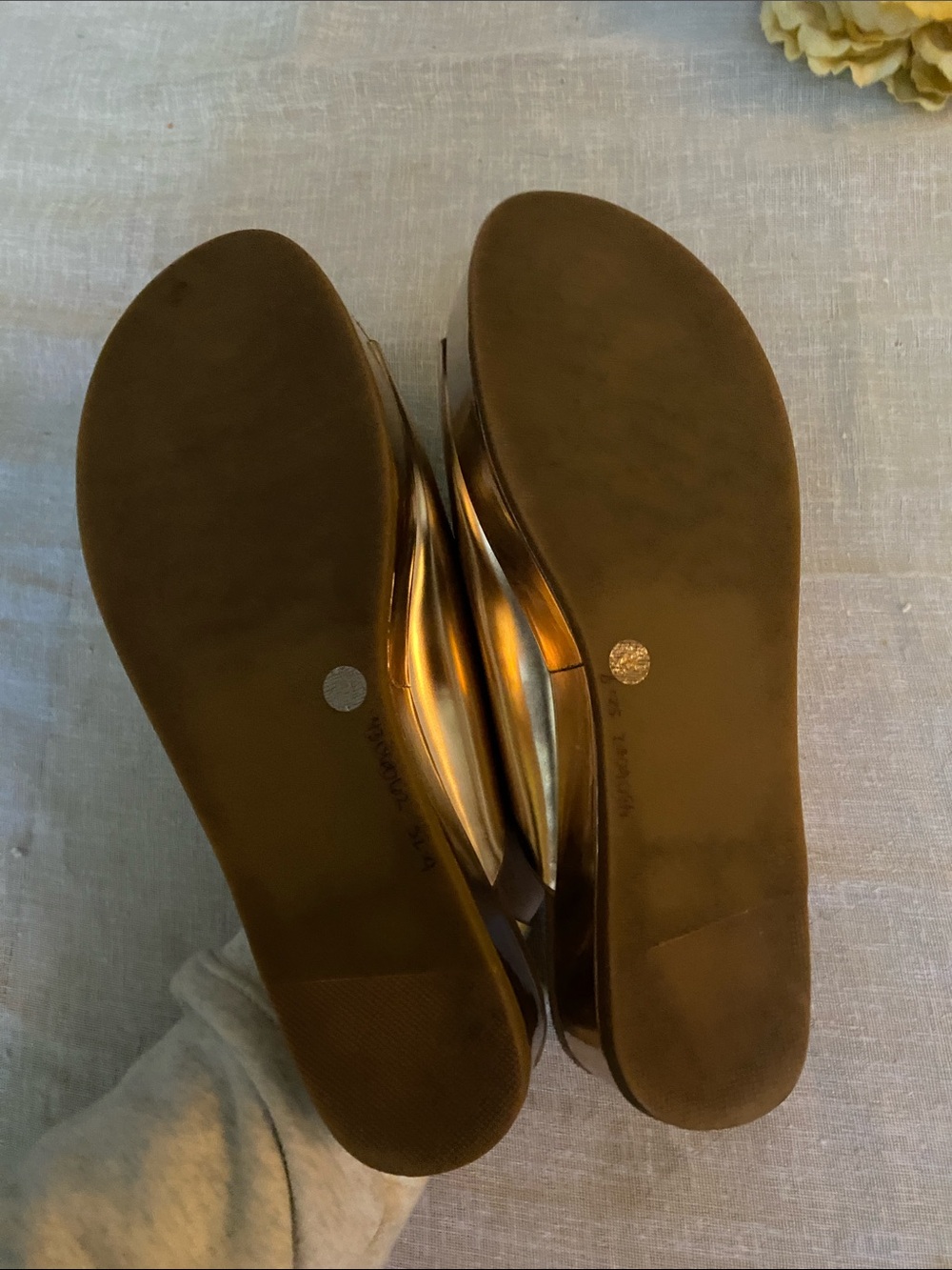 Kelsi Dagger Metallic Gold Slide Sandals with Buckle - Picture 5 of 8